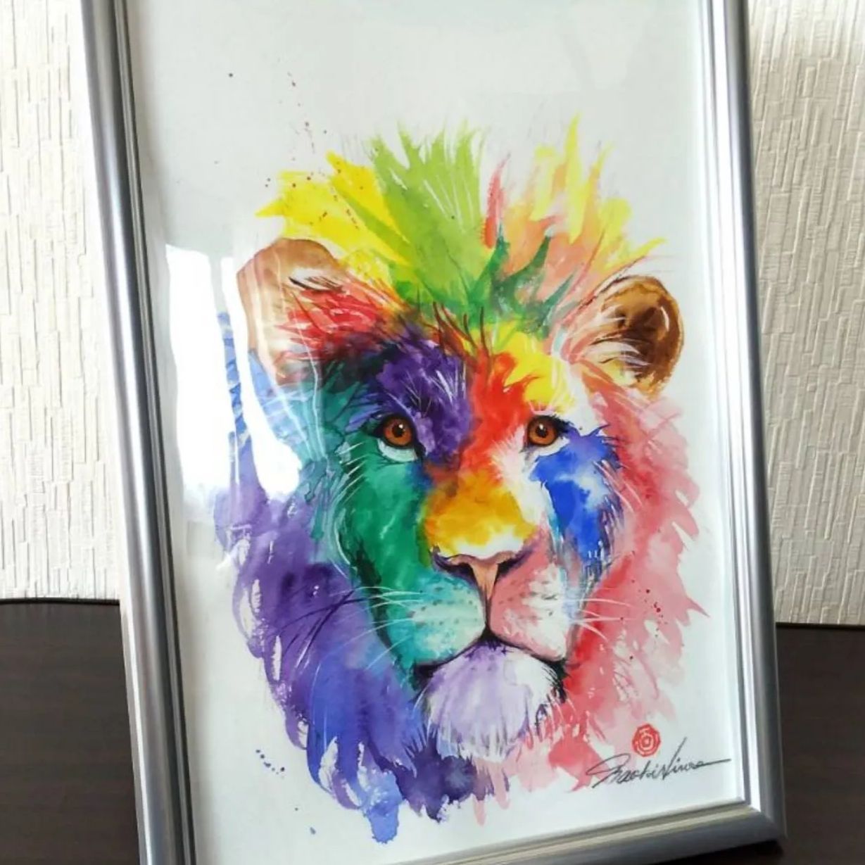 ライオン オリジナル水彩画 原画 - メルカリ