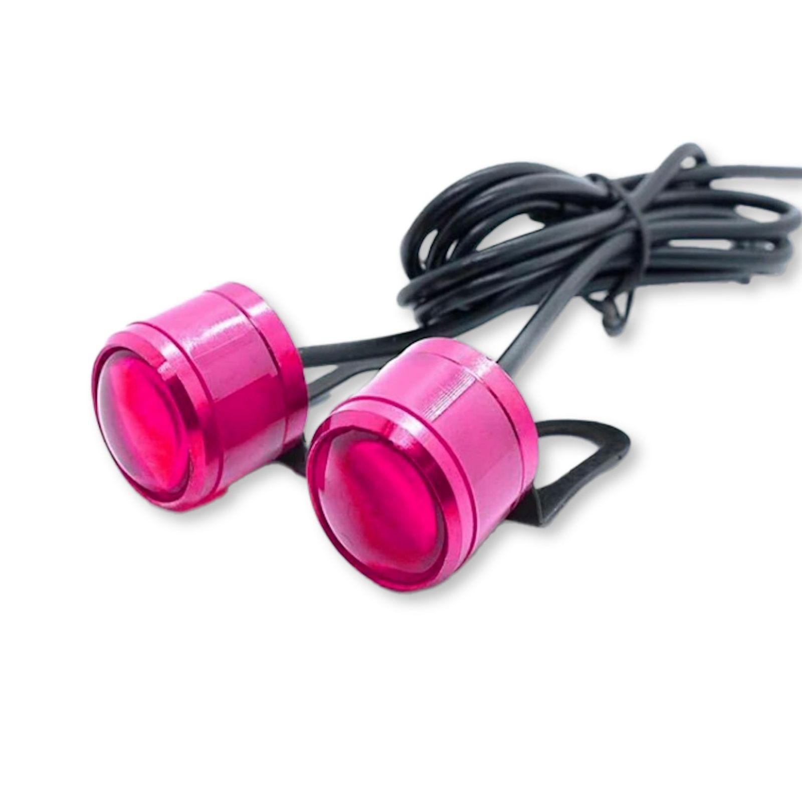 Lezalic ストロボライト LED 12V 2連 フラッシュ バイク 自動車 コンパクト デイライト 点滅 スポット 改造 カスタム 汎用 (ピンク) [ピンク]