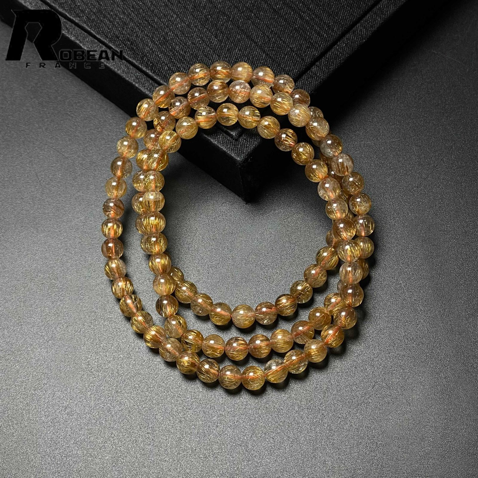 絶賛 EU製 定価14万円 ROBEAN 銅髪ルチルクォーツ 3本巻きブレスレット パワーストーン 天然石 金運 お守り プレゼント 5.4-5.8mm M085289 WWW_SHINETEETH_COM