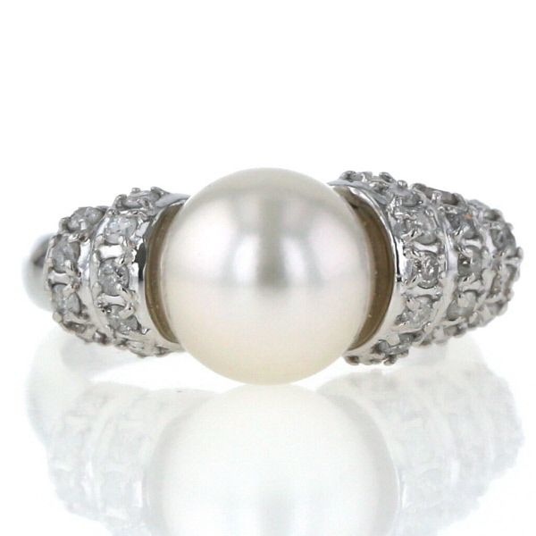 Pt900 プラチナ リング 真珠 8.8mm ダイヤモンド 0.36ct