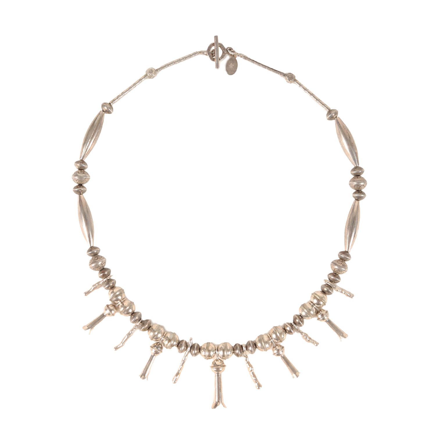 美品 ur Jewelry ユア ジュエリー ネイティブアメリカン スカッシュ シルバービーズ ネックレス シルバー アクセサリー ジュエリー【メンズ】