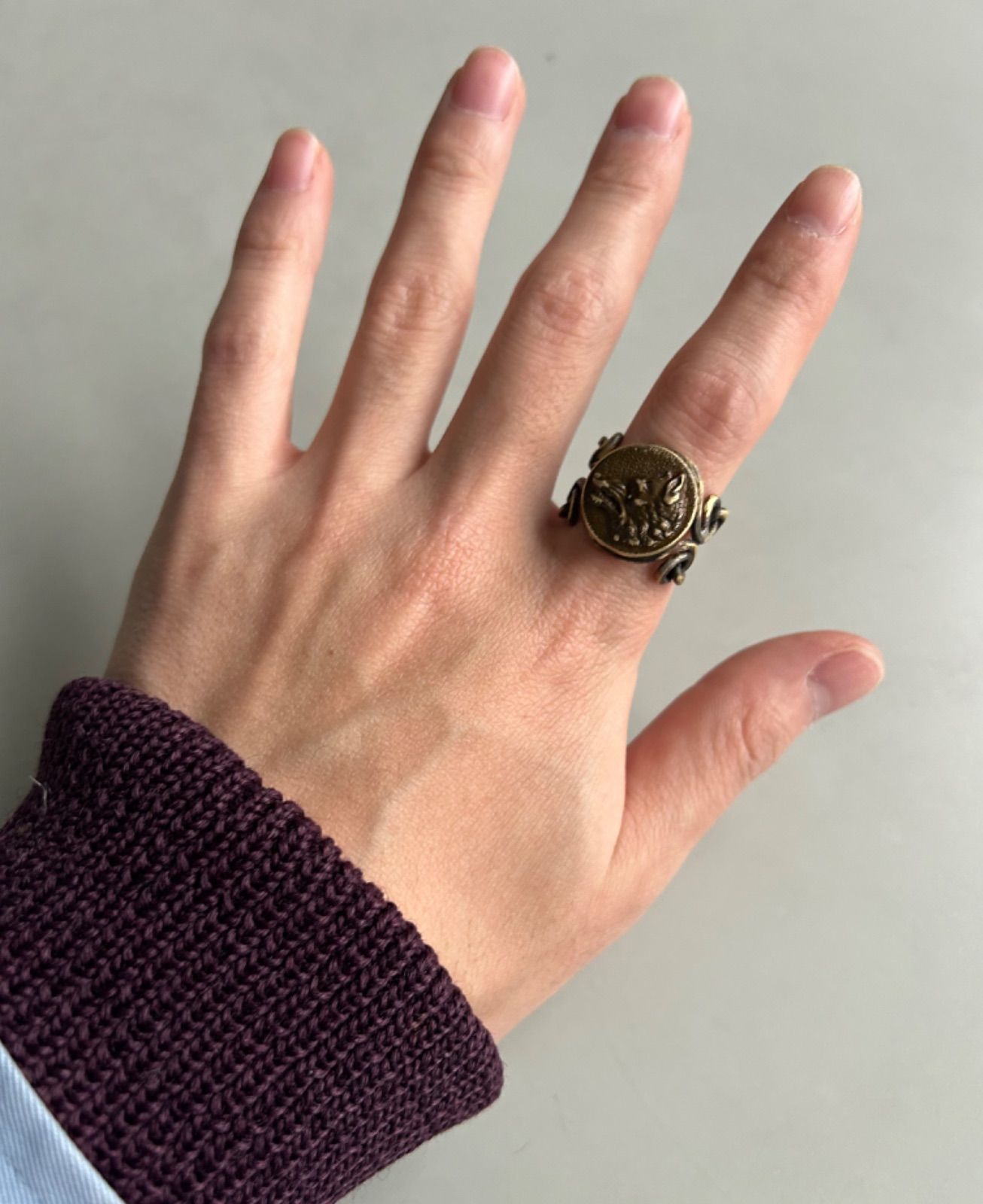 古着 40's アニマルボタン リング 指輪 ハンドメイド アクセサリー 古着 40's アニマルボタン リング 指輪 ハンドメイド アクセサリー