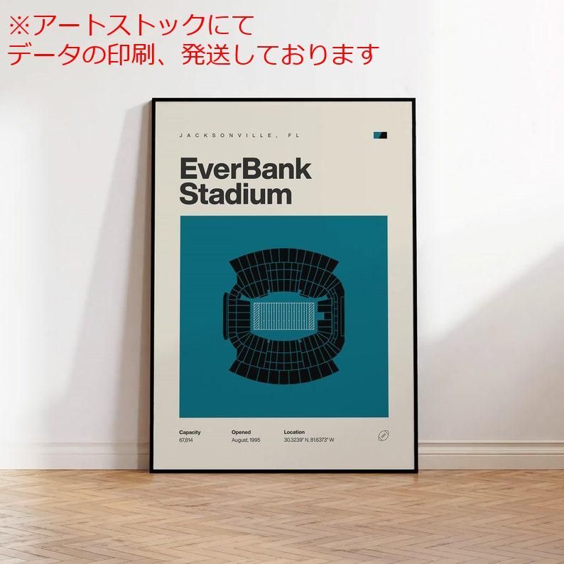 mz ポスター A3 (A4も可) ジャクソンビル・ジャガーズのポスター エバーバンク・スタジアムプリント ミッドセンチュリーモ