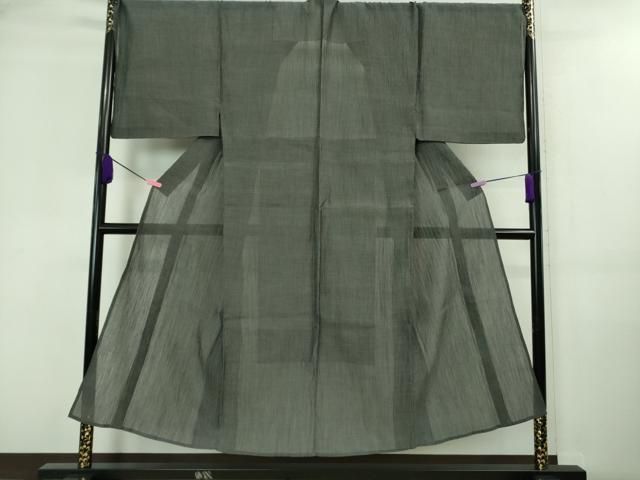 平和屋着物 上 夏物 男性 本場小千谷ちぢみ キングサイズ 麻 色無地 藍墨茶色 kh 5