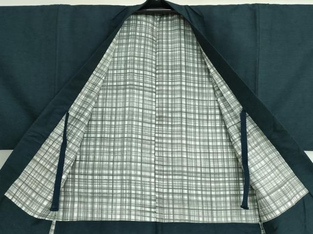 平和屋着物□極上 男性 紬 アンサンブル 長羽織(羽織紐付き)・長襦袢  