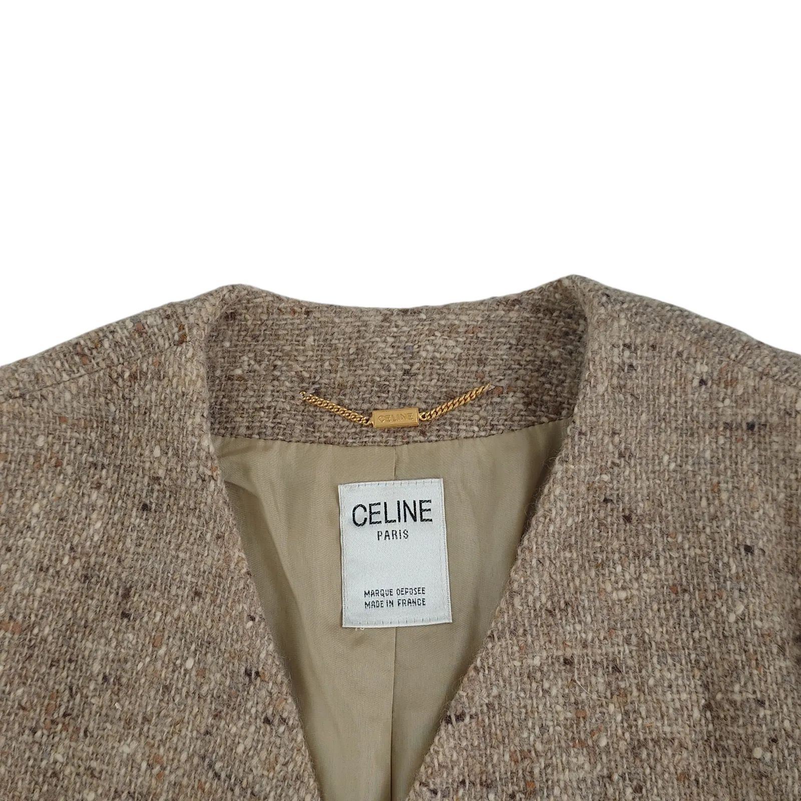 CELINE セリーヌ ヴィンテージ Vintage OLD ノーカラージャケット ツイード ブラウン系 レディース 中古 - メルカリ