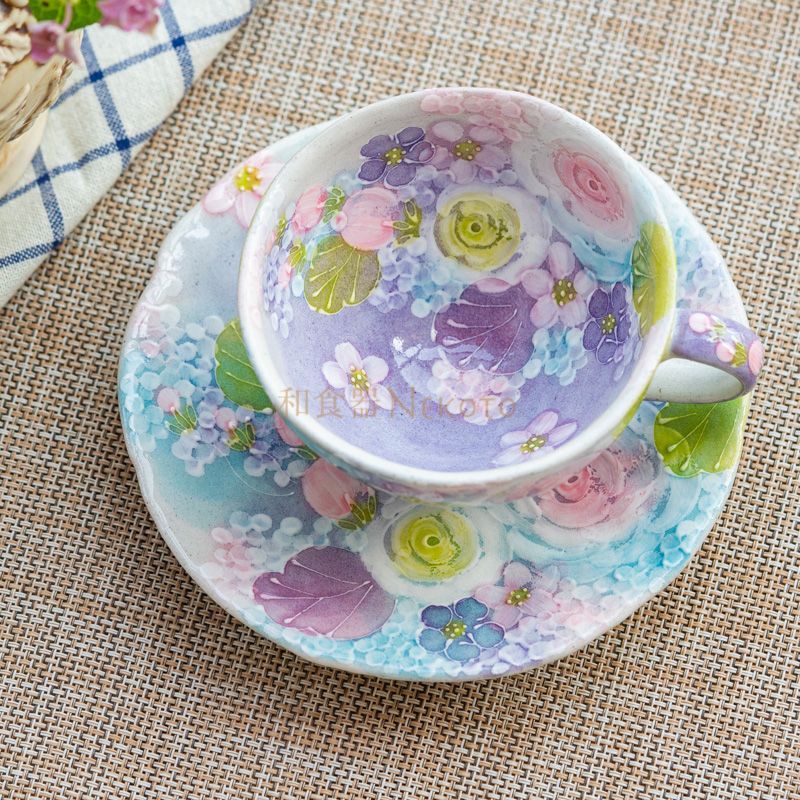 未使用　ゆずりはコーヒー碗皿　紫京花 楽天市場】湯呑 ゆずりは 工房 紫京花 湯飲 単品 コップ 花柄