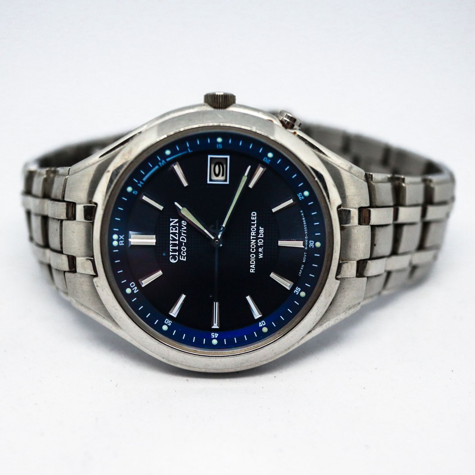 稼働品】CITIZEN ECO DRIVE ソーラー 電波 メンズ 腕時計 ブルー 