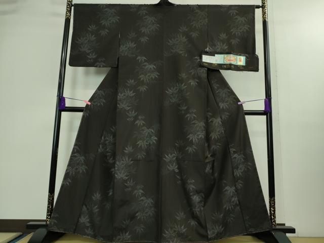 平和屋着物 上 本場大島紬 手織 笹文 黒地 久野織物謹製 証紙付き ♥ DZAB0116kh5