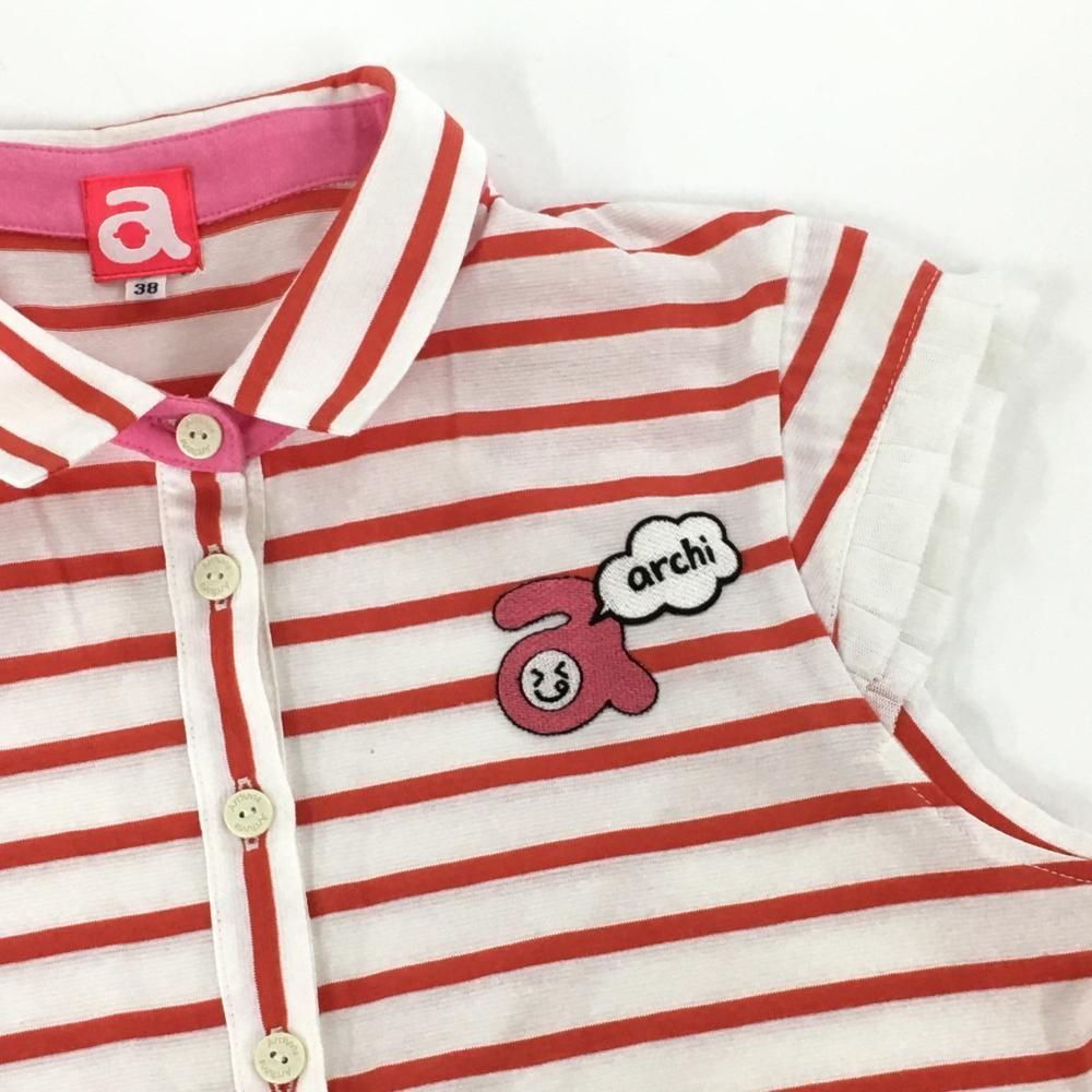 【美品】アルチビオ ポロシャツ 半袖 38サイズ ☆特価☆【美品】アルチビオ 半袖ポロシャツ レッド×白 ボーダー