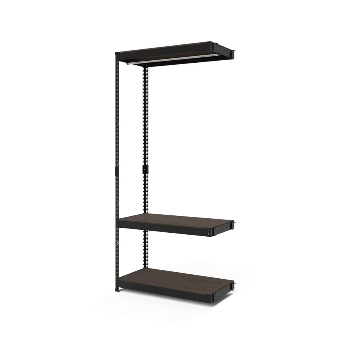 ドリームウェア メタル-ウッドラック 連結ハンガーラック 高さ180cm シェルフ ハンガーラック用 L字型設置 棚板リバーシブル 組立品 ブラック 黒 MK-AC83HBK