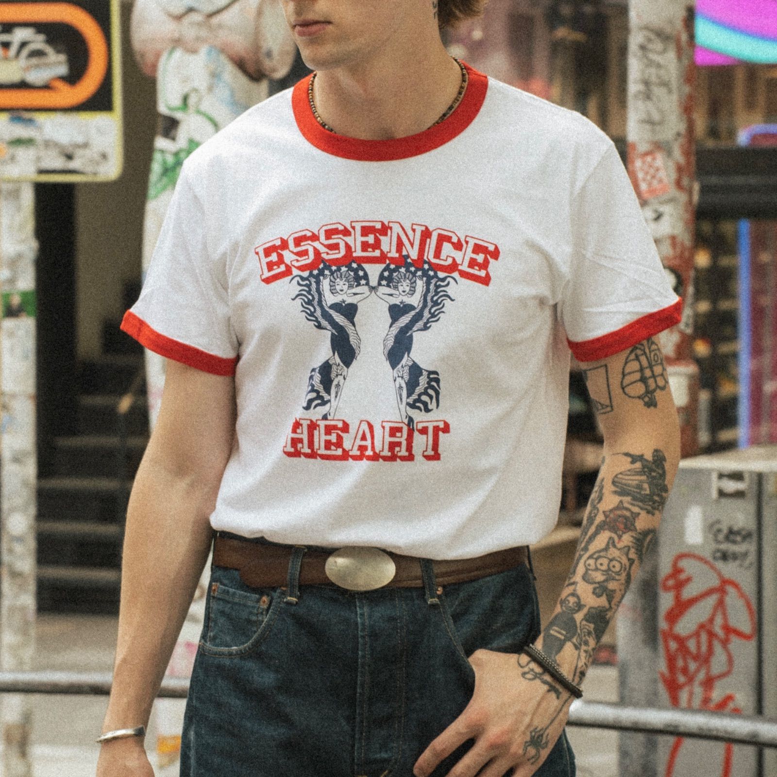 vintage USA製 TEXAS L♡VES design リンガー tee vintage USA製 TEXAS L♡VES design リンガー tee