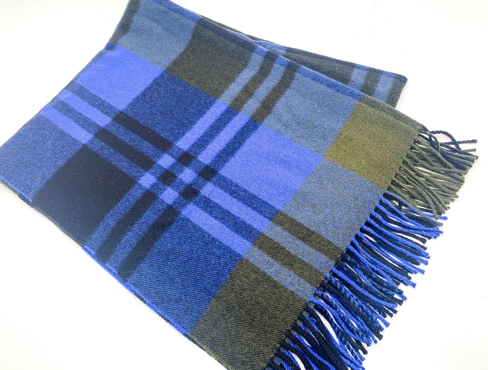 【美品】Joshua Ellis カシミヤ大判 ストール ライトブルー カーキ Joshua Ellis - Joshua Ellis カシミヤ大判ストール CPG 50722
