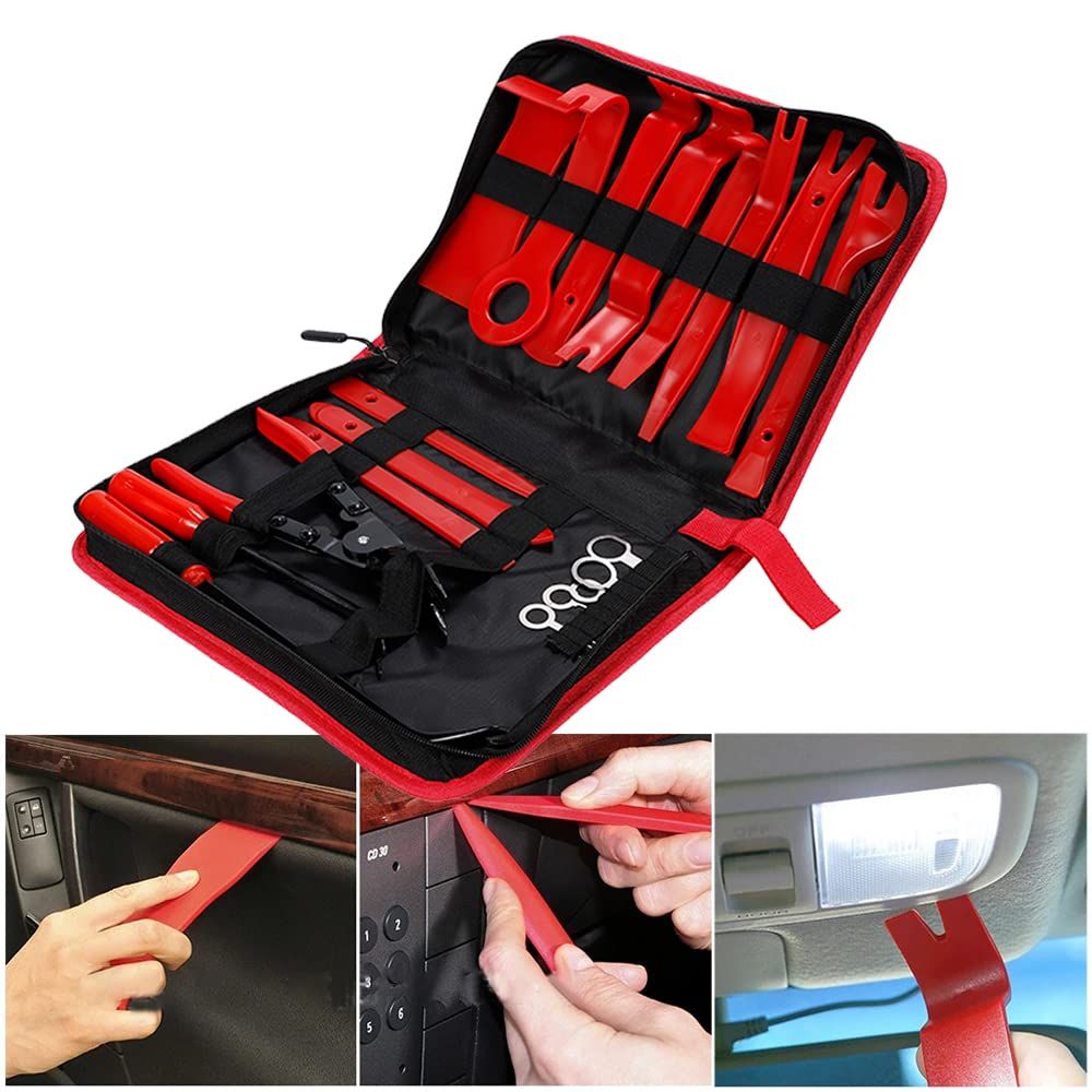 内張りはがし 内装はがし セット 自動車 メンテナンス 脱着工具 クリップクランプツール 19P 汎用 