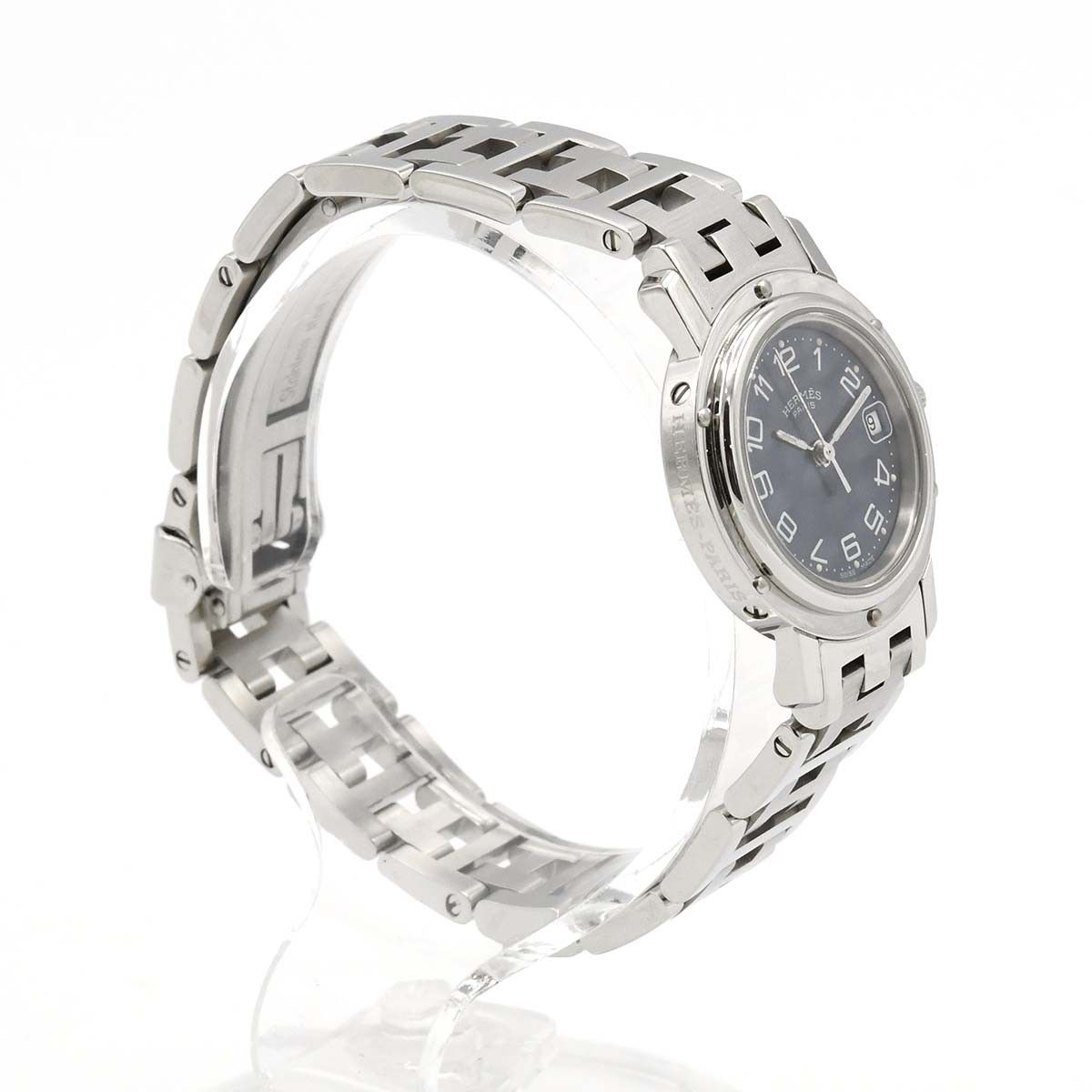 稼働 腕時計 HERMES エルメス クリッパー CL4.210 ネイビー系色文字盤