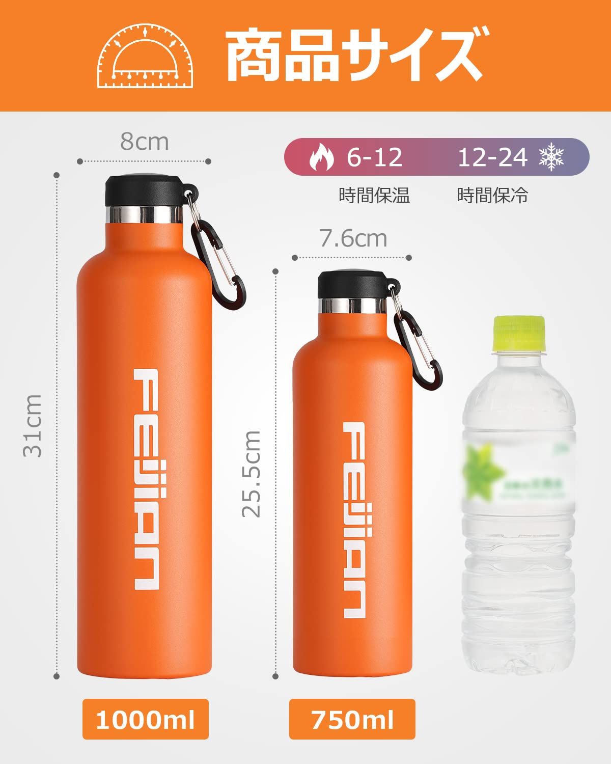 なお商品です オレンジ 子供 大人 おしゃれ 女の子 男の子 水筒カバー付き 広口