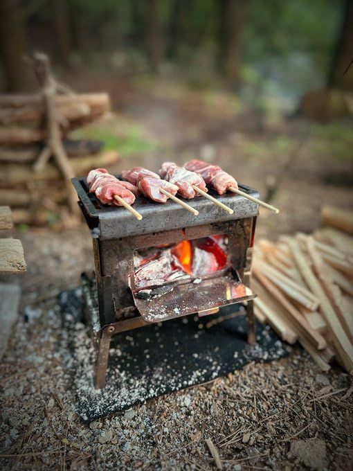 在庫 笑 s コンパクト焚き火グリルB-6君 3点セット B6君 ハードロストル グリルプレート SHO-002 炭 バーベキュー ステンレス 鉄