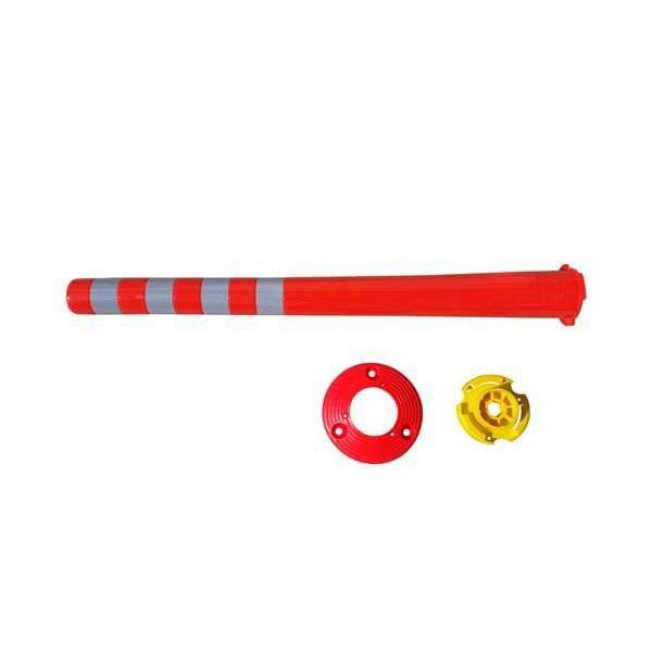 5本セット ポリウレタン製視線誘導標 ソフトコーン 高さ1000mm 3点固定式 固定アンカーセット 代引不可