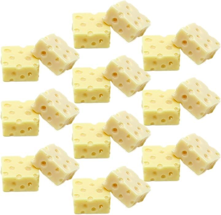 Thumbnail of NOELAMOUR Cheese Food Sample Miniature Model Emmental Realistic Food Model Display Exhibition Prop Ornament (Square Cheese, 20 pieces)