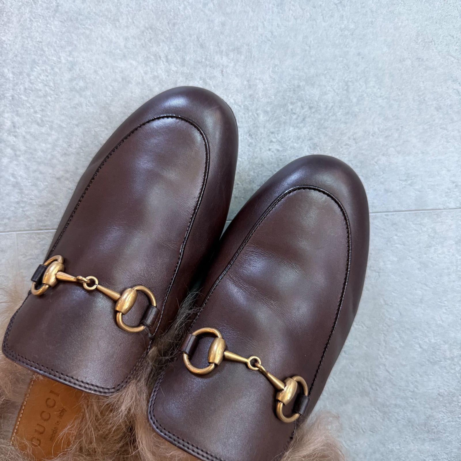 美品 GUCCI グッチ ホースビットローファー プリンスタウン ファー