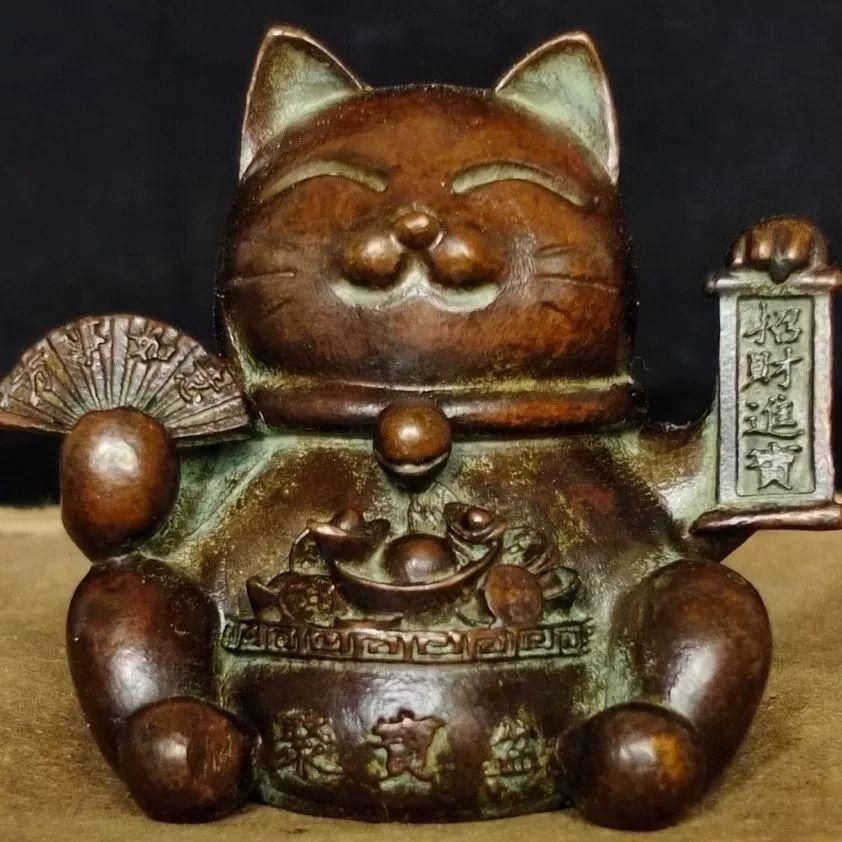 銅制 招財猫 招財進宝 茶台茶寵 自宅 オフィスカウンター 装飾品