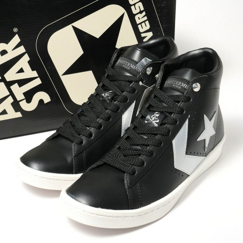 未使用品 2022SSMASTERMIND × Converse PRO LEATHER HI マスターマインド コンバース プロ レザー ハイカット スニーカー 靴 US9/27cm ブラック 20240325/GP4665