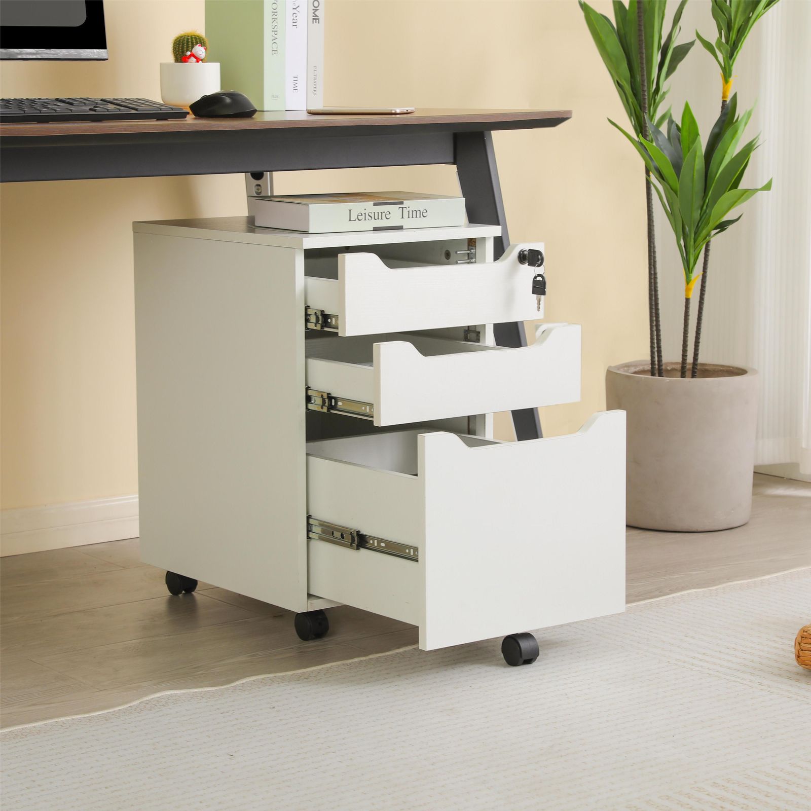 デスクワゴン サイドワゴン ラック　完成品　鍵付き キャスター付き 脇机 オフ 14%割」【人気商品】デスクワゴン サイドワゴン ラック 鍵付き