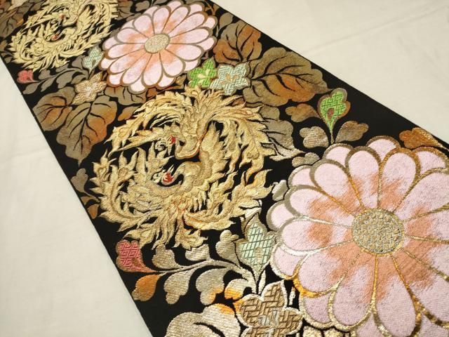 すずらん♦︎袋帯◆正絹◆古典柄♦︎金色♦︎金糸♦︎箔♦︎安土桃山時代の役者舞 すずらん♦︎袋帯◇正絹◇古典柄♦︎金色♦︎金糸♦︎箔♦︎安土