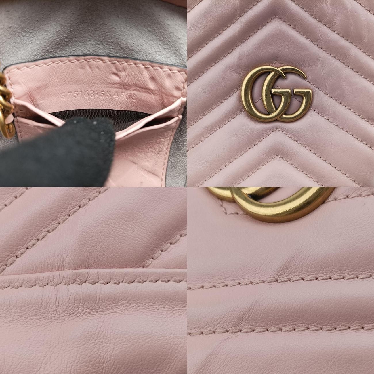 グッチGucciGGマーモントピンクレザー575163