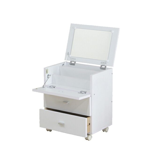 ドレッサー 収納 コンパクト キャスター付き コンパクトドレッサー ワゴン 蓋裏 ミラー フラップ扉 作業スペース 移動可 リビング サイドテーブル 寝室 新生活 一人暮らし シンプル MARWIL-DEMENAGEMENTS_CH