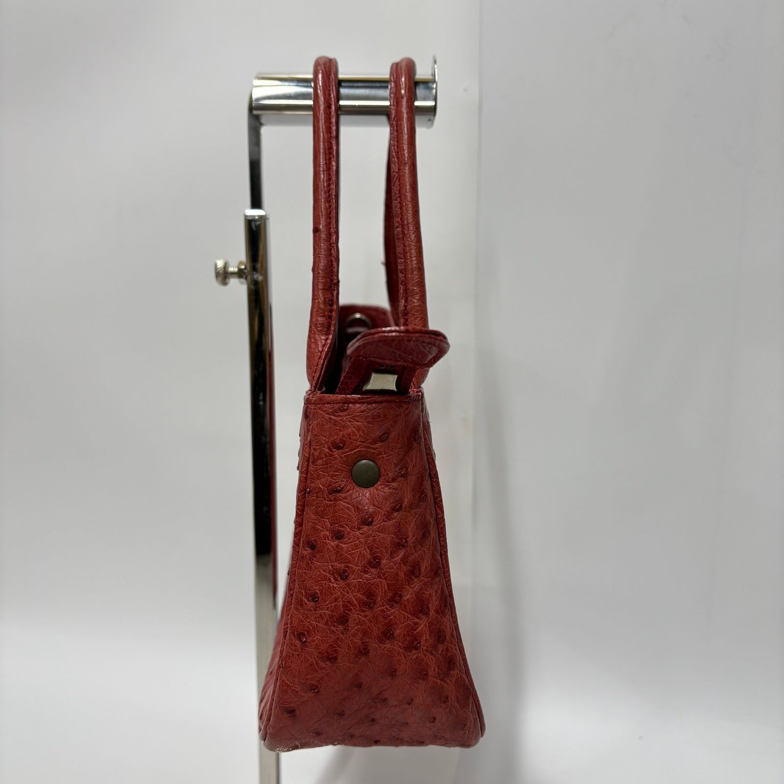 ☆-35 良品 JRA認証マーク オーストリッチ ハンドバッグ ピンク系 JRA 