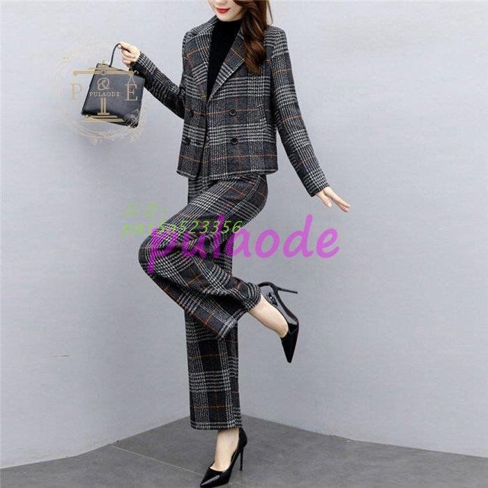 パンツスーツ セットアップ レデイーズ 上下セット ジャケット ワイドパンツ チェック柄 オフィス シンプル 通勤 2点セット 入園式 入学式 ビジネス フォーマル pai5a523356