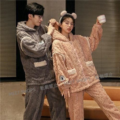 ♥ ペアパジャマ 冬 もこもこ 長袖 ペア パジャマ カップル パジャマ ペア カップル カップルペアルックレディース ルームウェア メンズ おしゃれ 着ぐるみ ddhc60