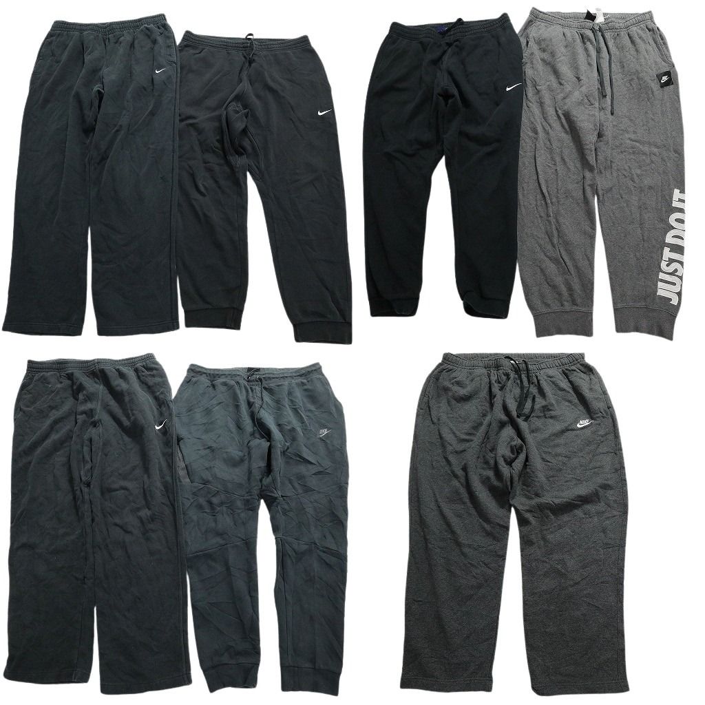 古着卸 まとめ売り ナイキ スウェット パンツ 7枚セット (メンズ 2XL /4XL ) ブランドロゴ リブなし ブラック グレー プリント MW9132