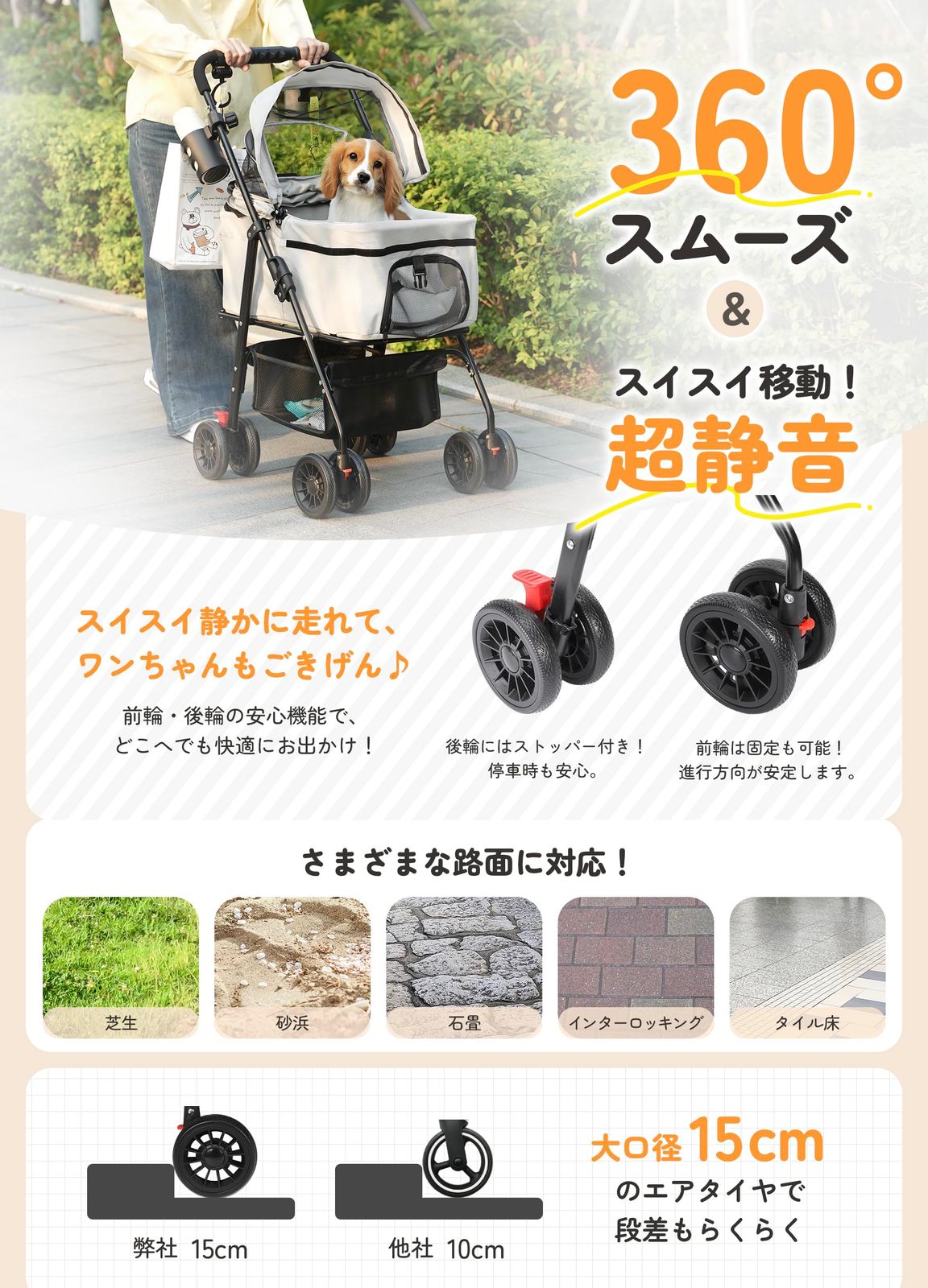 人気商品3WAY 犬用 カート ベビーカー ペットバギー ワンタッチ折り畳み 犬 対面式 フルオープン 前輪360°回転 分離式 後輪ブレーキ付 耐荷重20kg 多頭の小型犬-猫 ペットカート 中型犬一匹用 お出かけ 散歩 ペットと もっとお出かけ楽しむ