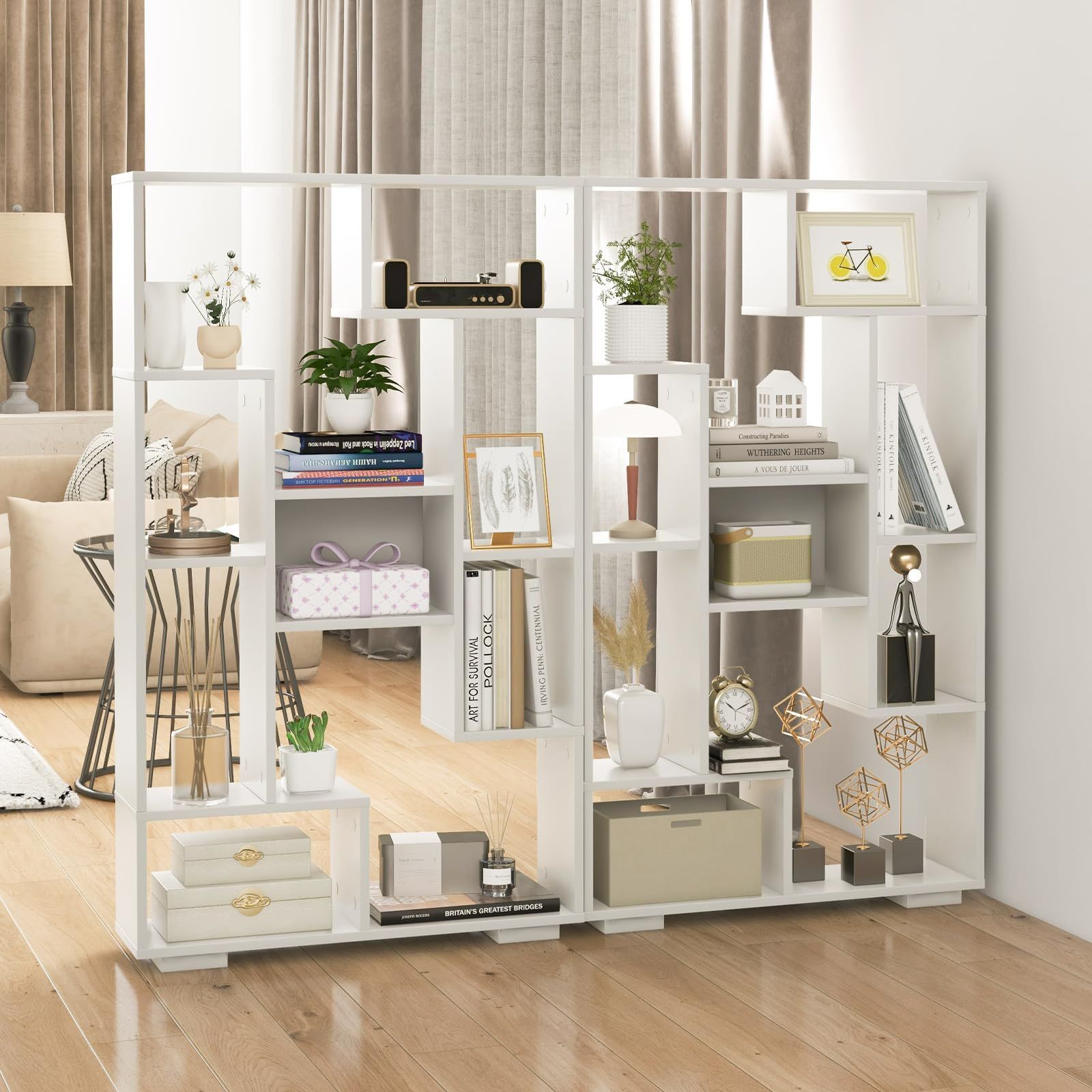 数量 本棚 コミックラック 幅70x奥行20x高さ120cm 耐荷重10kg 段 オープンシェルフ オープンラック 収納ラック ディスプレイラック 収納棚 飾り棚 Giantex 植物ラック 文庫本収納ラック 絵本棚 雑誌 マンガ棚 リビングルーム ベッ