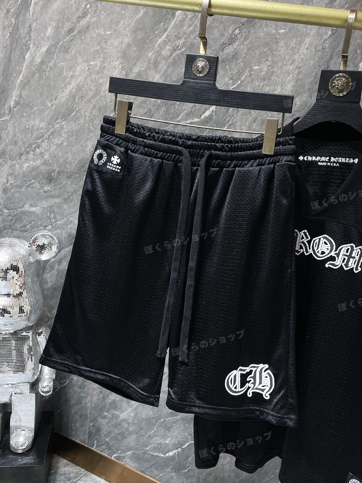 Chrome Hearts | クロムハーツ セットアップ  長袖 Ｔシャツ ブラック ロンT ショーツ ショットパンツ ハーフパンツ 二層メッシュ メッシュ生地 夏着 秋着 黒