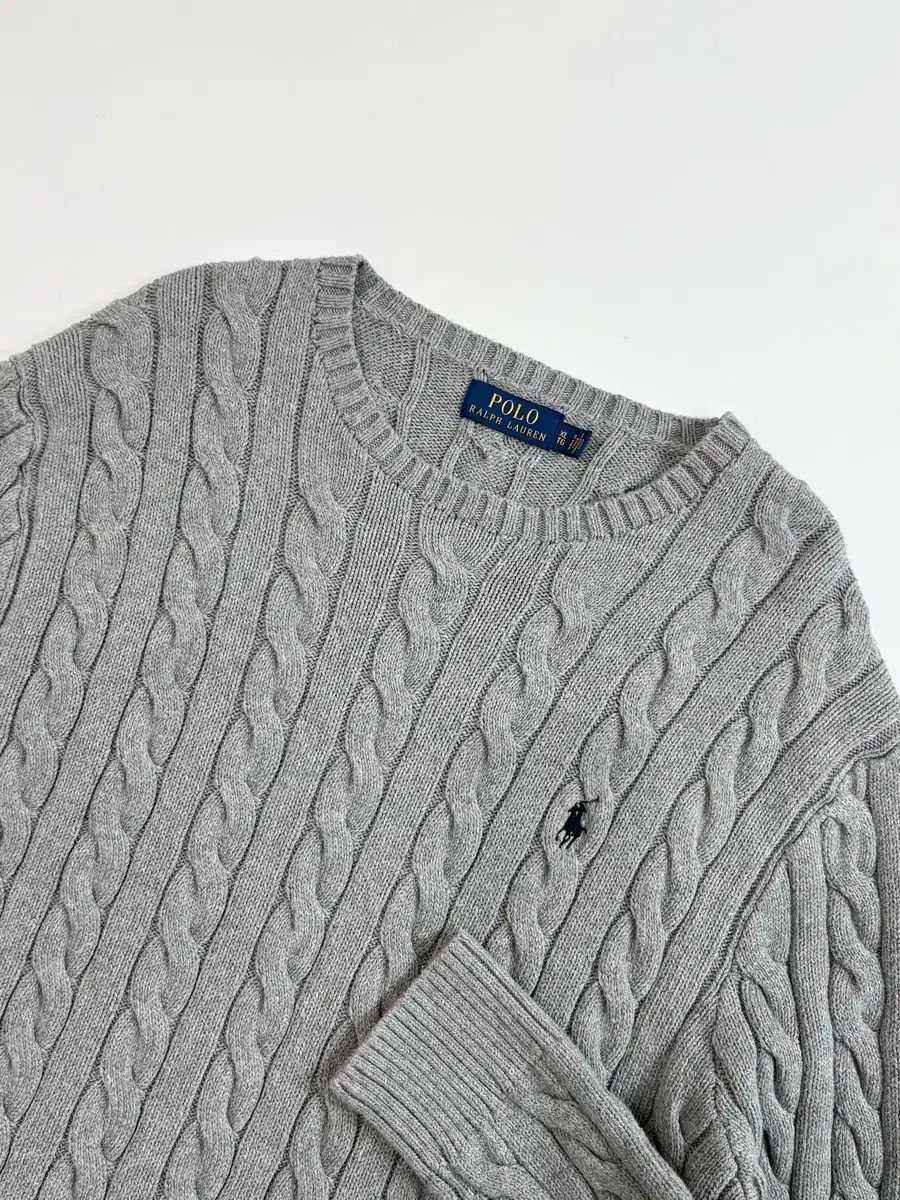 Polo ポロ Ralph Lauren ラルフローレン コットン グレー ケーブル ニット セーター