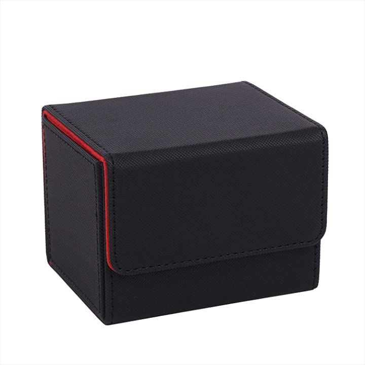 おもちゃの神様 トレカ デッキケース カードケース レザー ホルダー ストレージ Sサイズ( ブラック＆レッド,  Sサイズ)