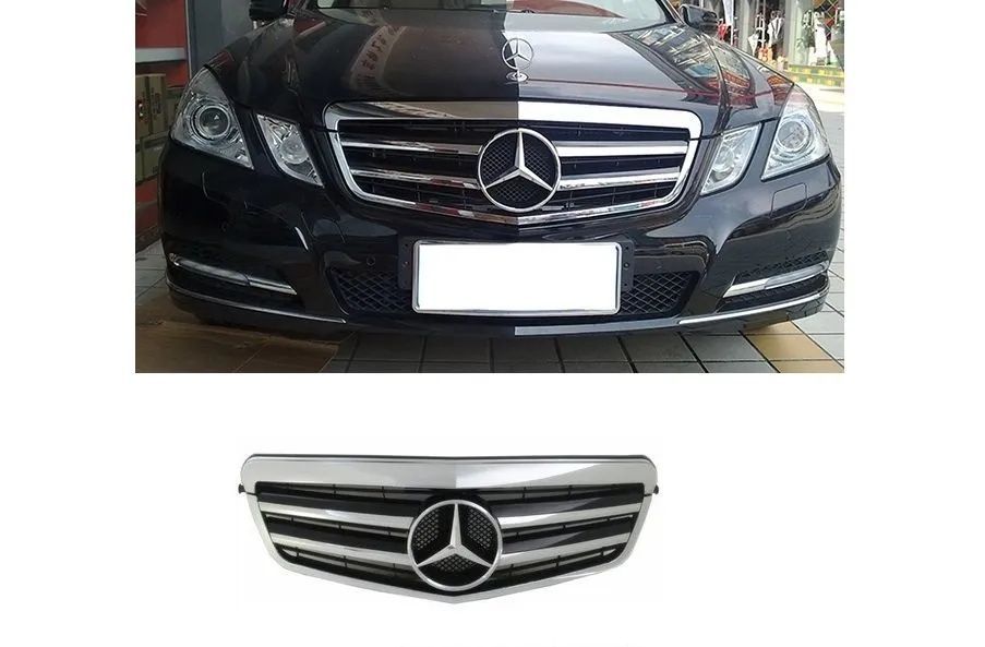 ベンツ Eクラス W212 フロントグリル カバー 2009-2013 シルバーorブラック お選びください