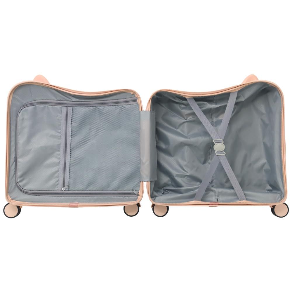 SUGGEST 乗れるキャリーケース 子ども用 43L 選べるカラー 座れる キャリーケース ロック機能 パステルカラー キッズ こども 旅行 海外 ホワイト STEELWINDOWSANDDOORS_COM