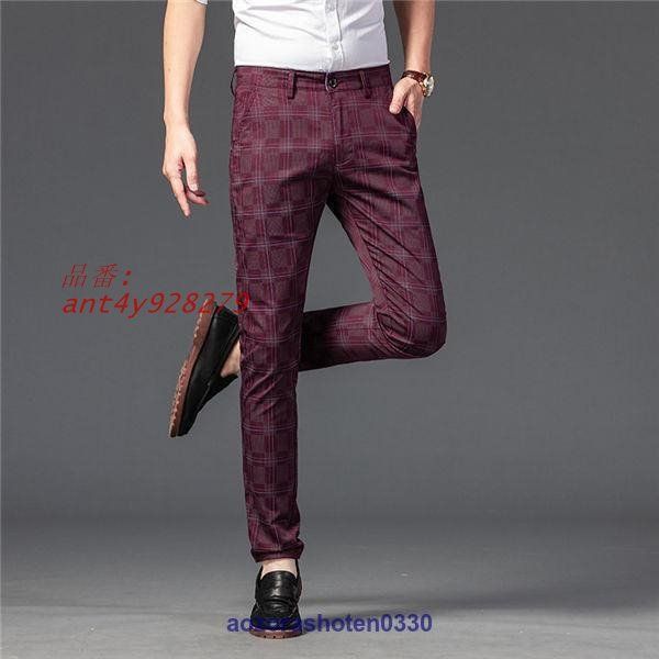 スラックス チノパン メンズ スリムパンツ ストレッチパンツ ボチェック柄 春夏 普段着 ビジネス 通勤用 チノパンツ 男性ズボン ant4y928279 チノパン メンズ ストレッチ チェック ロングパンツ スキニー