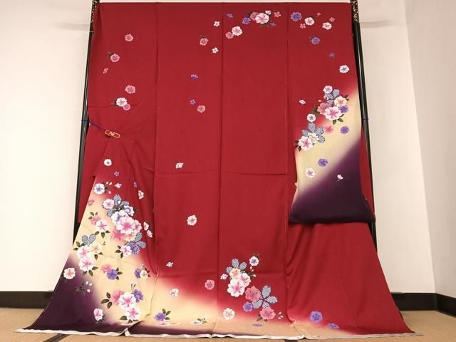 平和屋着物●豪華振袖　刺繍　舞花文　金彩　仮絵羽　逸品　未使用　AAAZ4530ph 平和屋着物○豪華振袖 刺繍 舞花文 金彩 仮絵羽 逸品 未使用
