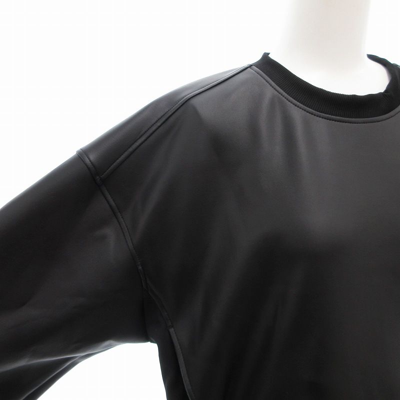 ダブルスタンダードクロージング ダブスタ エッセンシャル 美品 フェイクレザー トレーナー プルオーバー 長袖 F 黒 ブラック ダブルスタンダードクロージング ダブスタ DOUBLE STANDARD