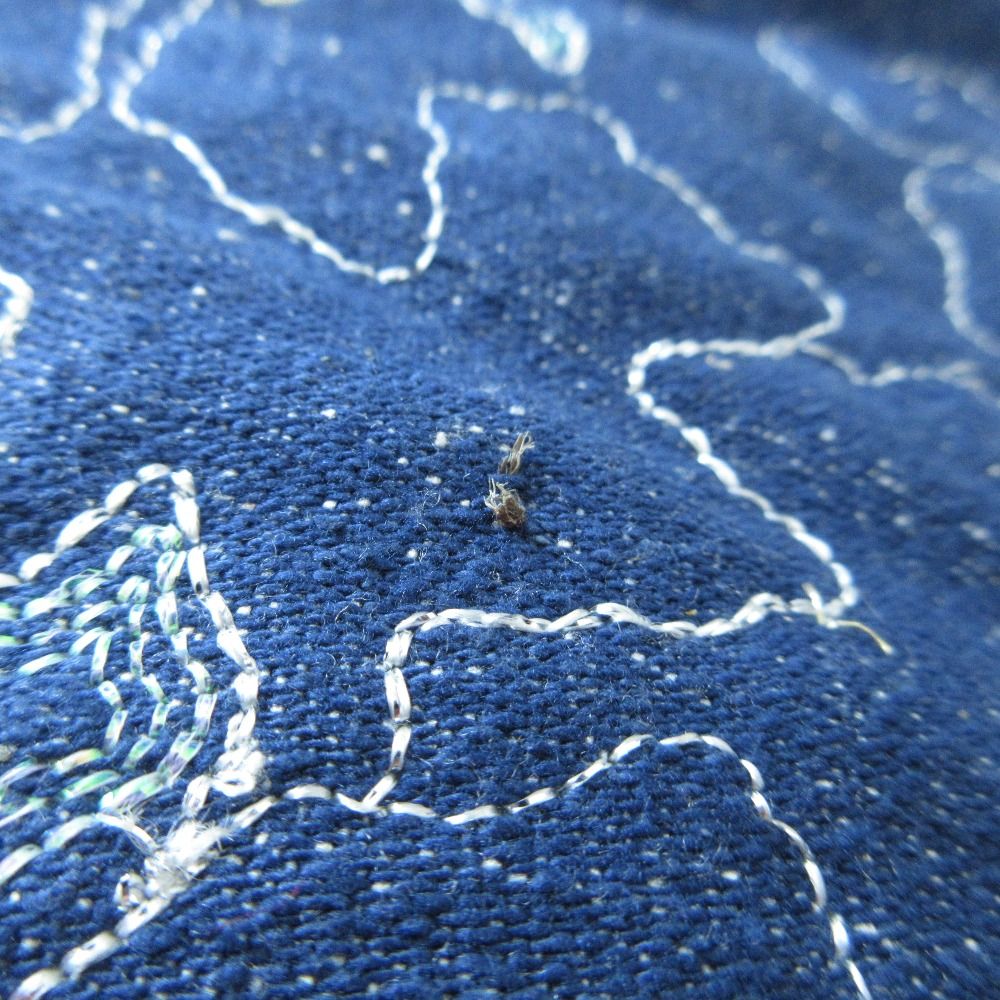 希少モデル【美品】レオナール　シルクデニムコート　ペイズリー柄着脱ライナー　金釦 希少レア LEONARD 刺繍 デニム ノーカラージャケット 金ボタン
