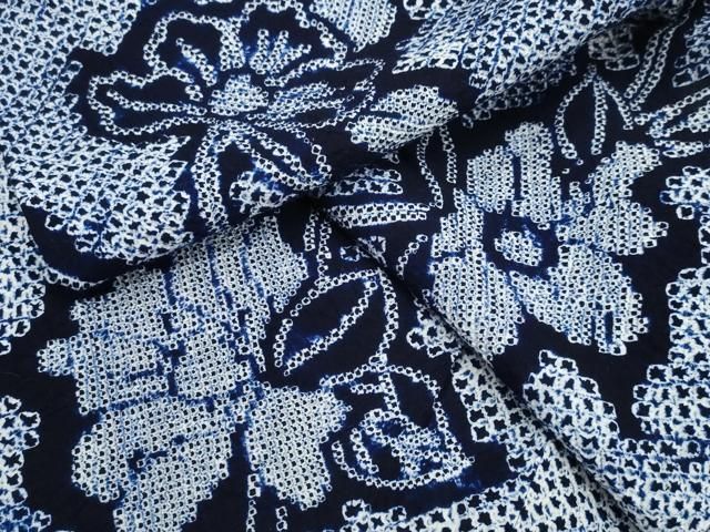 平和屋着物∴夏物　浴衣　有松鳴海絞り　枝牡丹　綿　逸品　CAAW0919ng 平和屋着物∴夏物 浴衣 有松鳴海絞り 枝牡丹 綿 逸品 CAAW0919ng