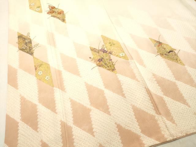 平和屋着物●訪問着　絞り　刺繍　花菱文　暈し染め　金彩　正絹　逸品　DAAU0641tw 平和屋着物○訪問着 絞り 刺繍 花菱文 暈し染め 金彩 正絹 逸品