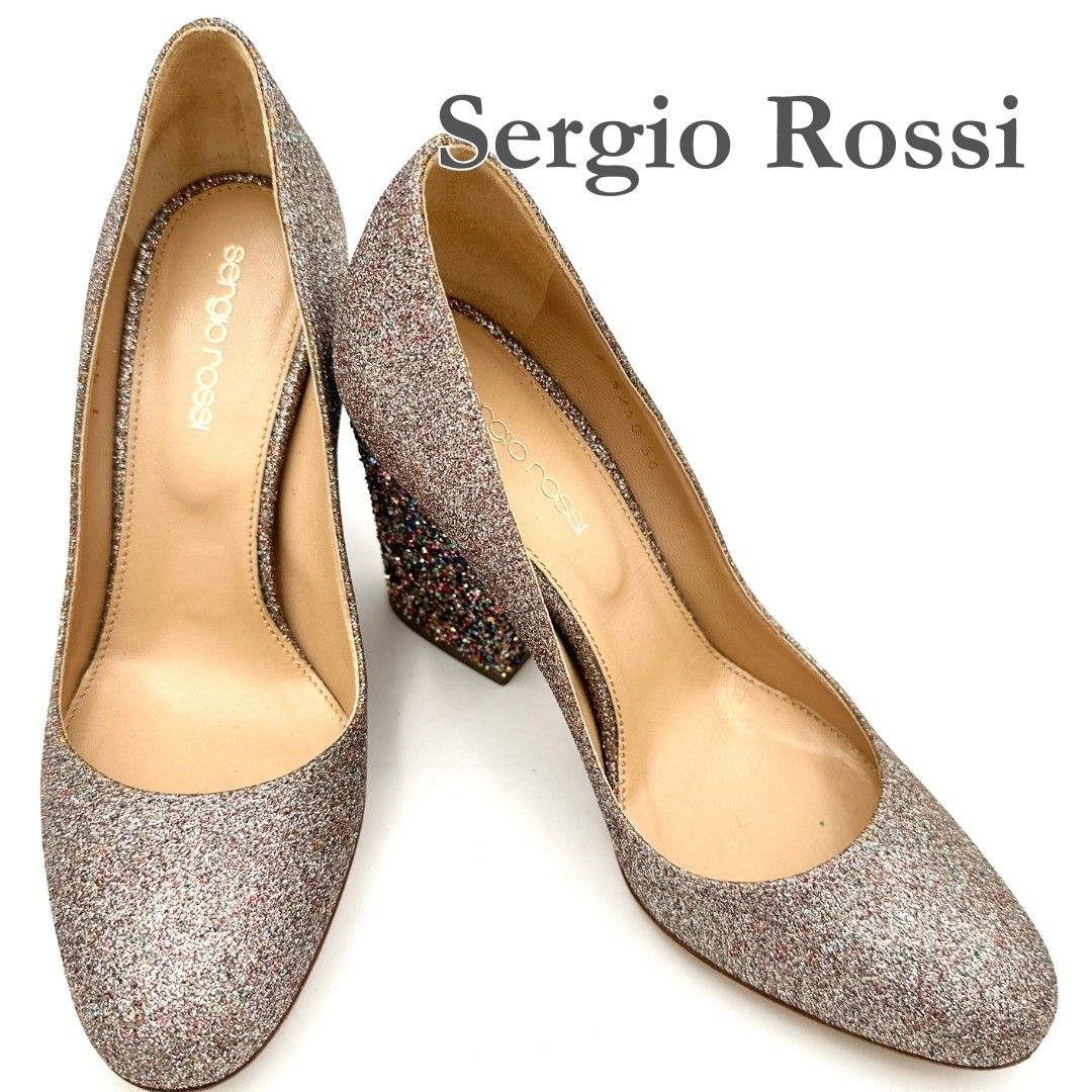 Sergio Rossi ハイヒール グリッター ビブラムソール ラメ 618T