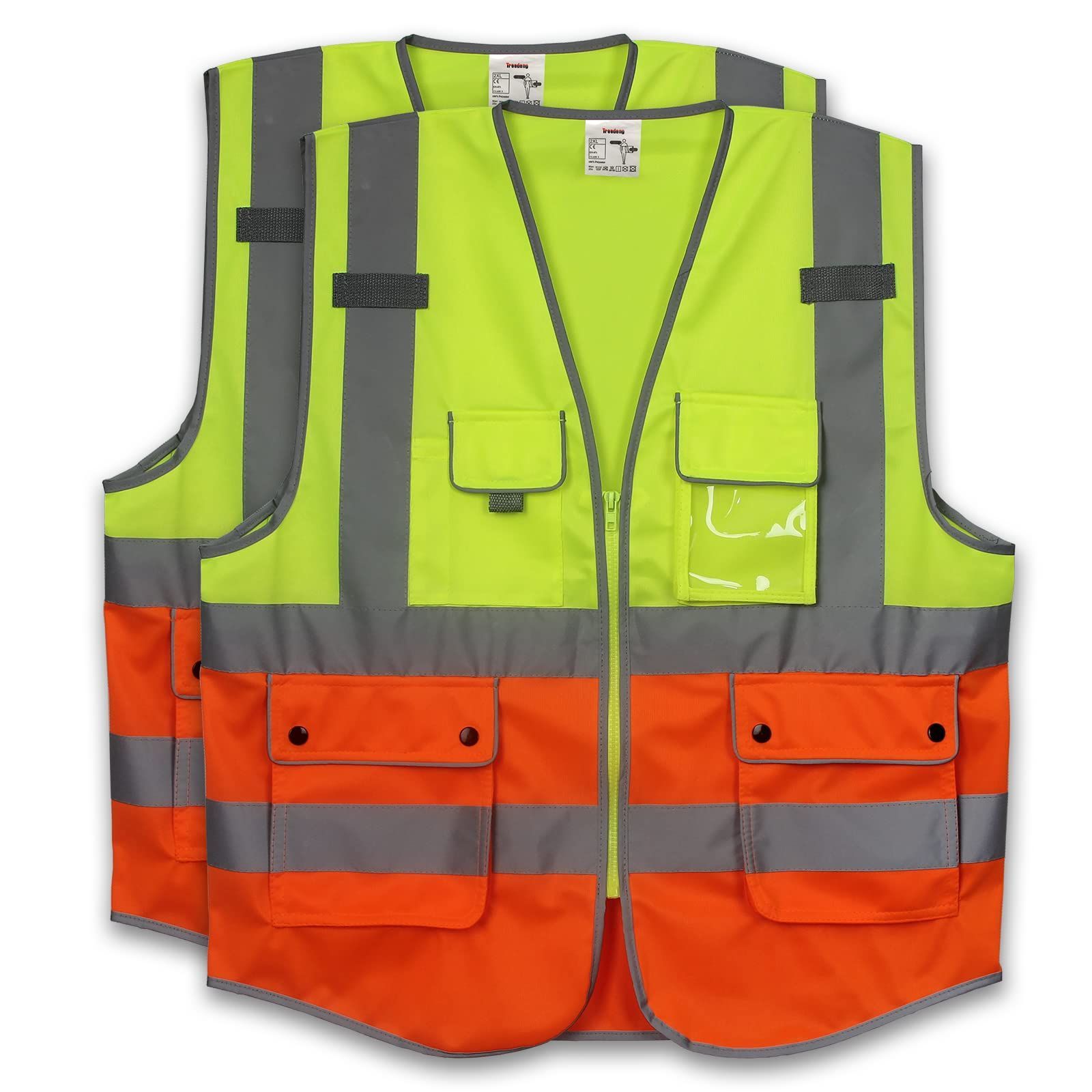【特価セール】[Treedeng] 安全ベスト 安全服 反射ベスト 2packs 蛍光 高視認性 反射ストリップ メッシュ フリーサイズ 男女兼用 作業服 工事現場 工場作業 夜間作業 交通警備 アウトドア 散歩 ジ