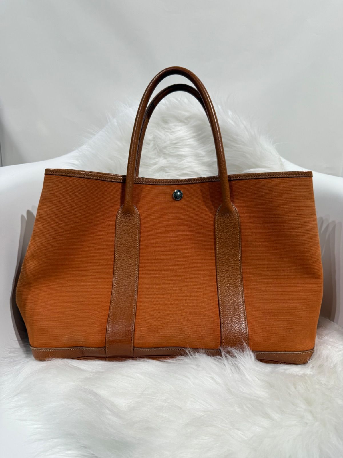 中古】エルメス ガーデンパーティー PM ハンドバッグ オレンジ